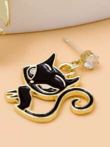 Bông tai thả xương cá cho mèo - màu đen - Xem 3