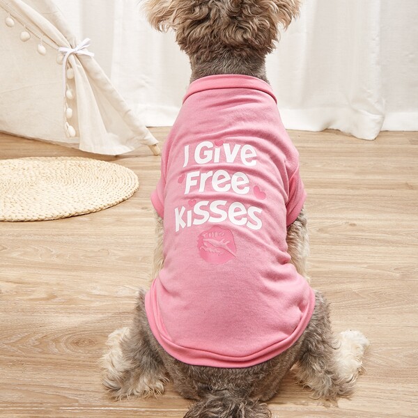 

Slogan Graphic Pet Hoodie, Pink
