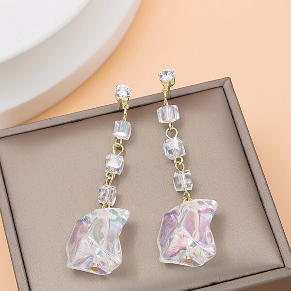 

Irregular Drop Earrings, Clear