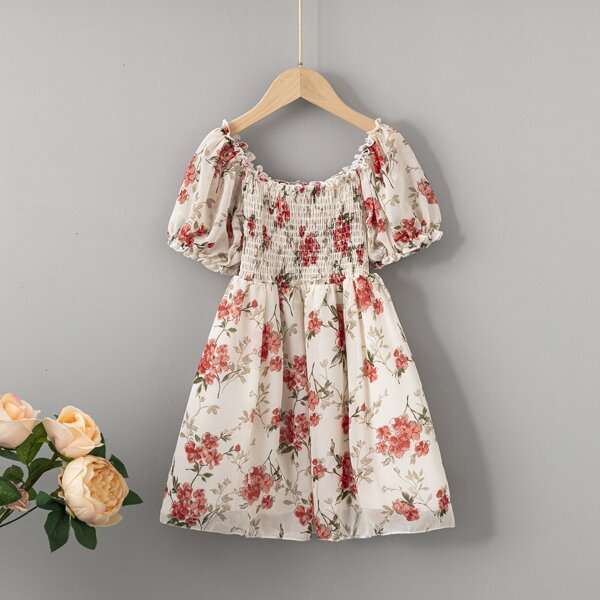 

Toddler Girls Shirred Bodice Floral Dress, Multicolor