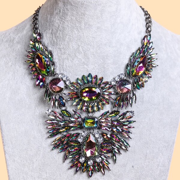 

Gemstone Decor Necklace, Multicolor