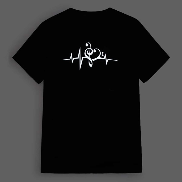 

Guys Music Note Pattern Reflective Tee, Black