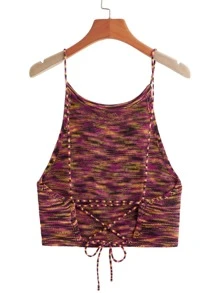SHEIN EZwear 十字交叉繫帶段染針織上衣 - 彩色 - 查看 1