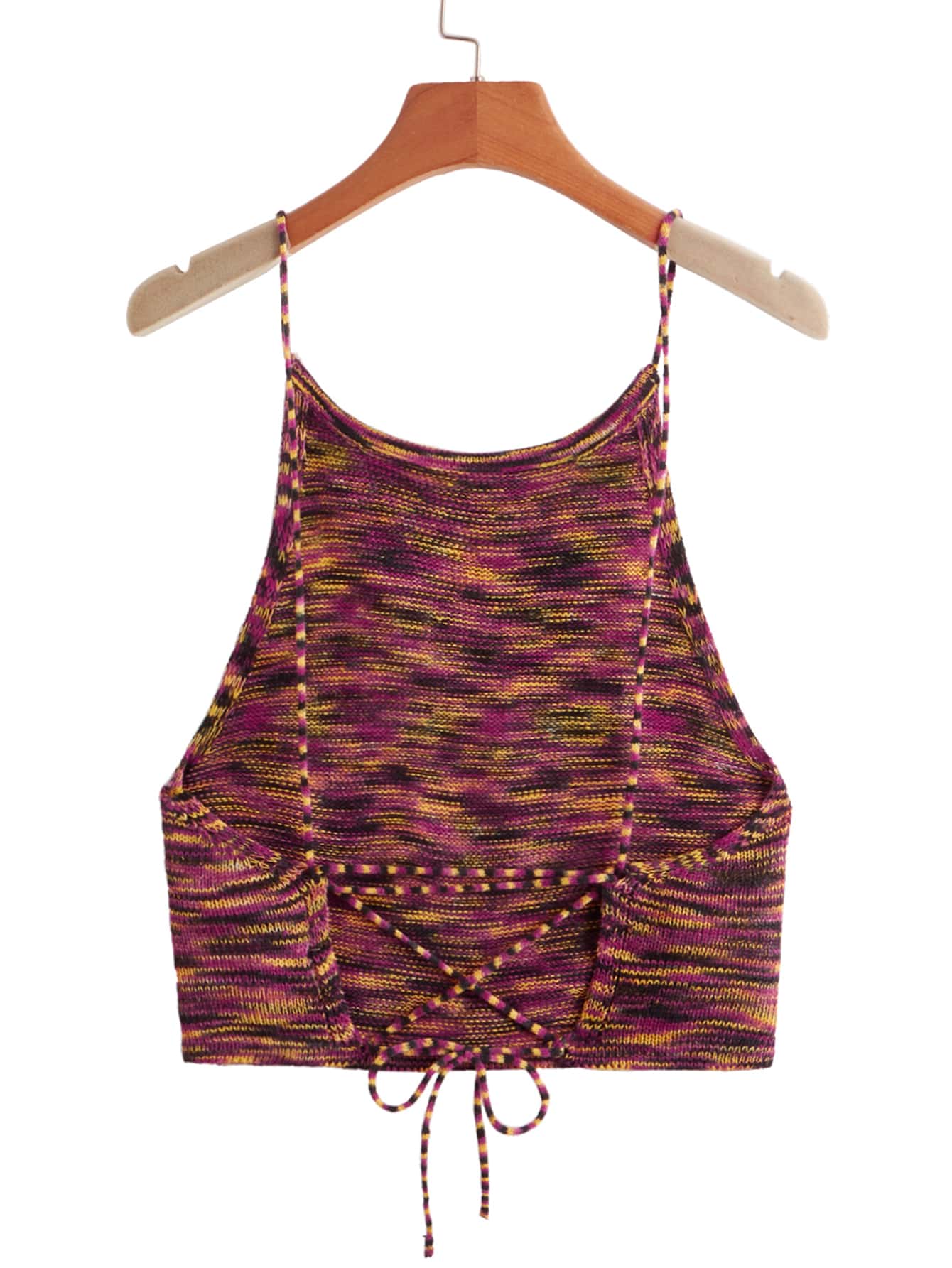 SHEIN EZwear 十字交叉繫帶段染針織上衣 - 彩色 - 查看 1