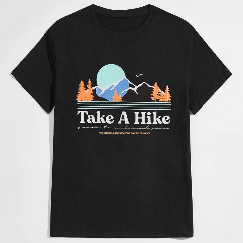 

Guys Letter Scenery Graphic Tee, Black