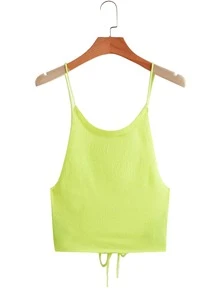 SHEIN EZwear 十字交叉繫帶針織吊帶上衣 - 青檸色 - 查看 2