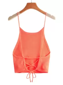 SHEIN EZwear 十字交叉繫帶針織吊帶上衣 - 西瓜粉 - 查看 1