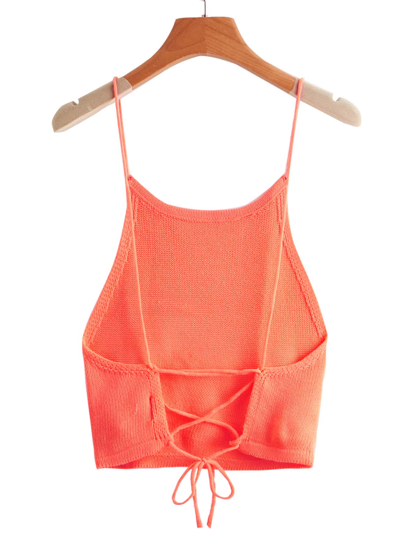SHEIN EZwear 十字交叉繫帶針織吊帶上衣 - 西瓜粉 - 查看 1