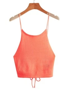 SHEIN EZwear 十字交叉繫帶針織吊帶上衣 - 西瓜粉 - 查看 2