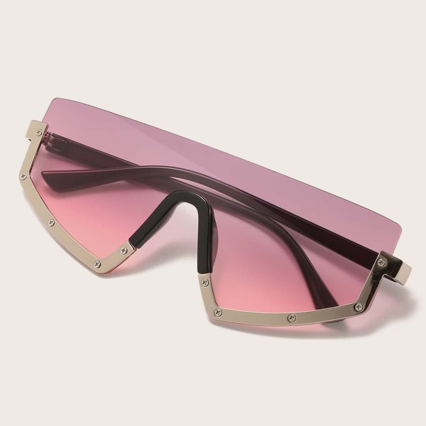 

Flat Top Shield Semi Rimless Sunglasses