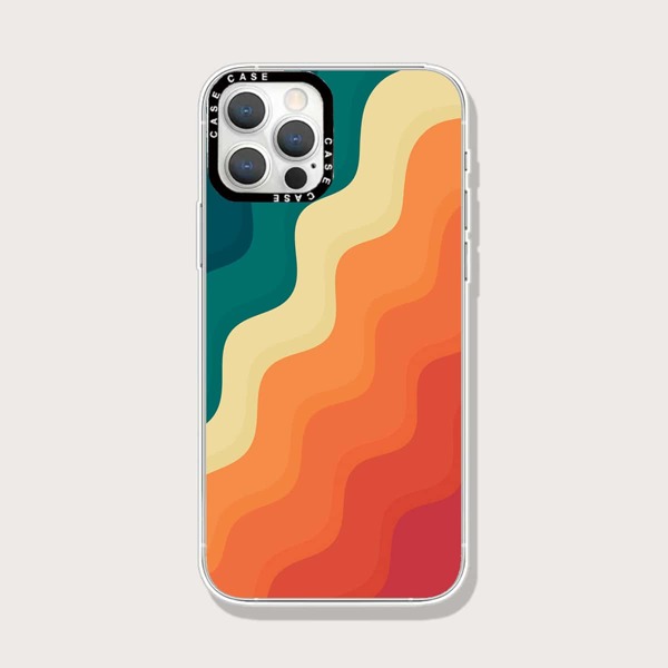 

Color Block Wave Pattern Phone Case, Multicolor