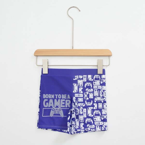 

Boys Game Console Print Swim Trunks, Purple