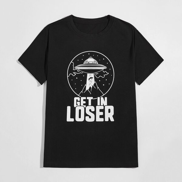 

Guys Letter Spaceship Graphic Tee, White