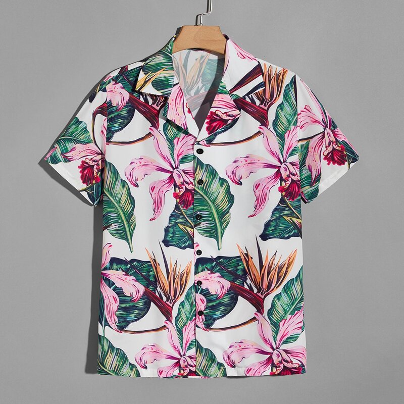 

Guys Floral Print Button Front Shirt, Multicolor