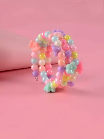 女孩花朵裝飾串珠手鐲