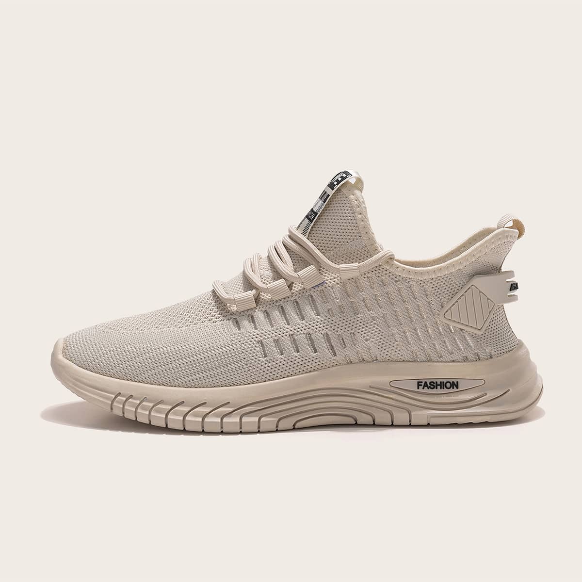 

Guys Lace Up Decor Knit Sneakers, Khaki