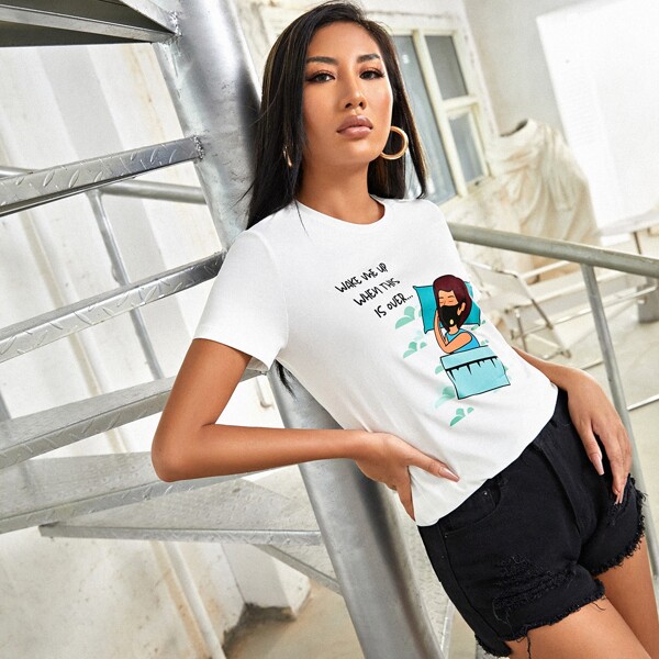 

Figure & Letter Graphic Tee, White