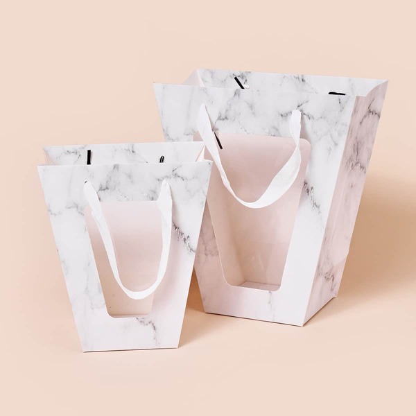 

2pcs Marble Pattern Gift Bag, Multicolor