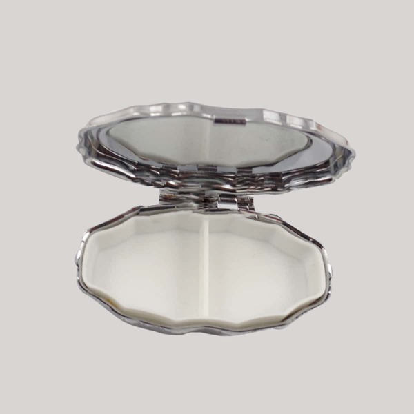 

1pc Double-grid Pill Storage Box, Silver