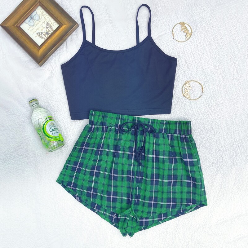 

Cami Top With Plaid Shorts Pajama Set, Multicolor