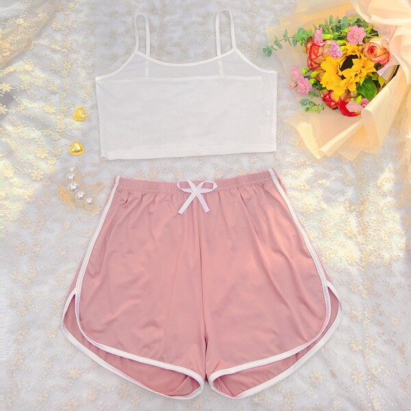 

Cami Top With Elastic Waist Shorts PJ Set, Multicolor