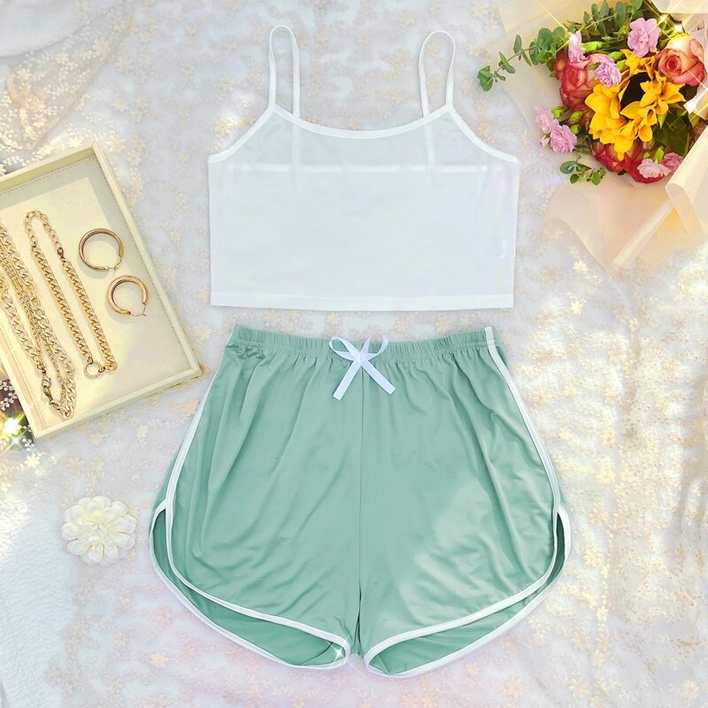 

Cami Top With Elastic Waist Shorts PJ Set, Multicolor
