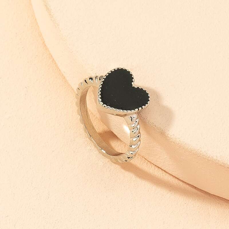 

1pc Heart Ring, Black