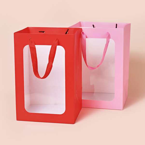 

2pcs Plain Clear Gift Bag, Multicolor