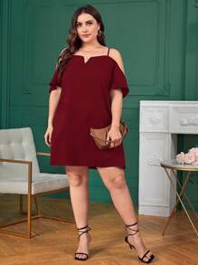 SHEIN 大碼缺口領挖肩連衣裙