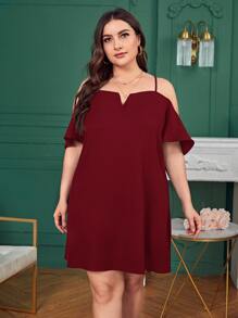 SHEIN 大碼缺口領挖肩連衣裙