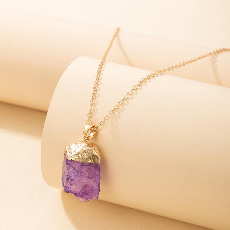 

Crystal Pendant Necklace, Purple