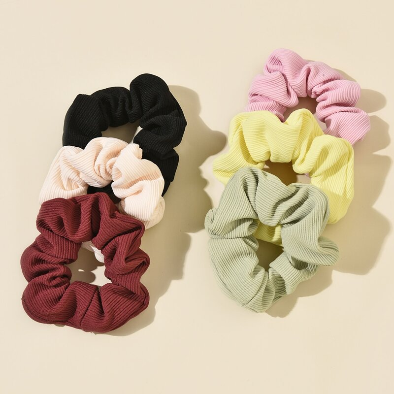 

6pcs Solid Scrunchie, Multicolor