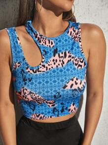 SHEIN SXY Top corto tejido de canalé de cuello asimétrico - Multicolor - Ver 6