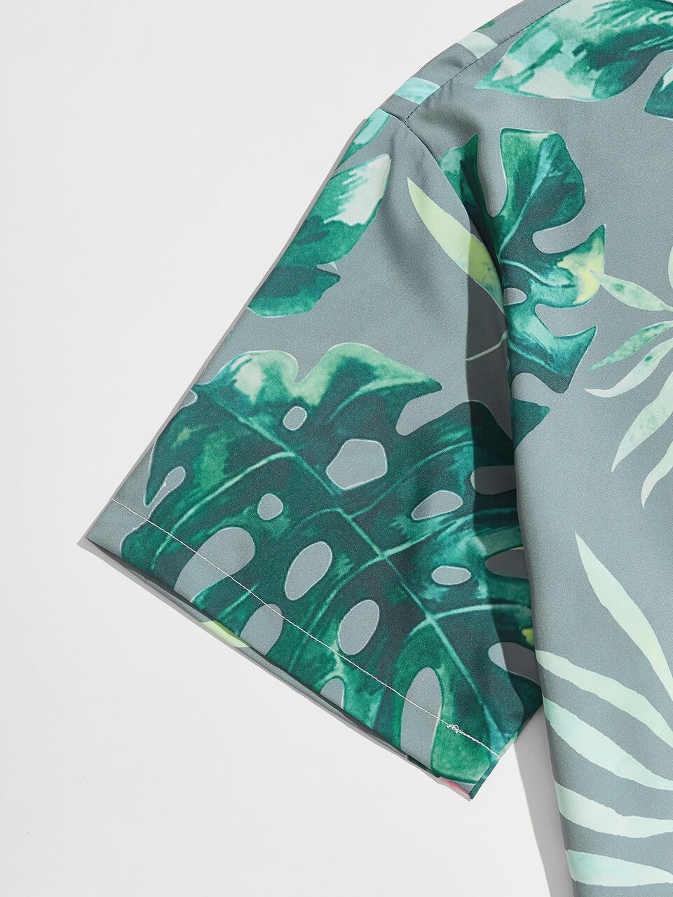 Men Flamingo & Tropical Print Shirt & Drawstring Waist Shorts