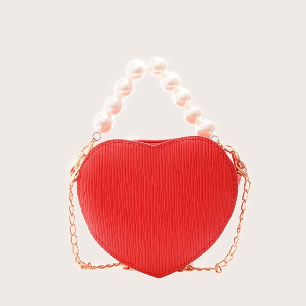 

Girls Heart Shaped Satchel Bag, Red
