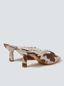 Cow Print Mule Sandals - Brown - View 3