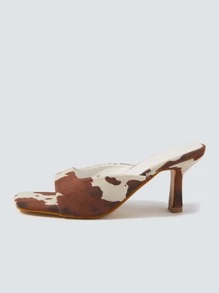 Cow Print Mule Sandals - Brown - View 4