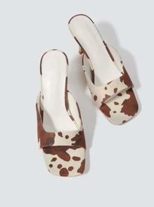Cow Print Mule Sandals - Brown - View 5