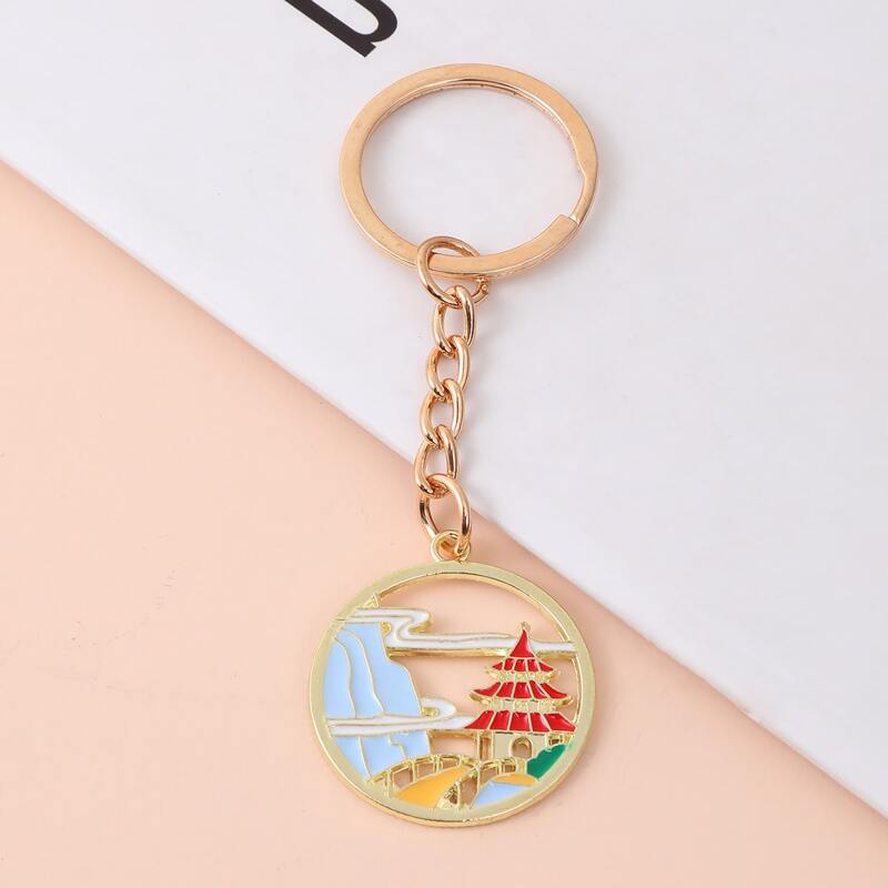 

1pc Tower Keychain, Multicolor