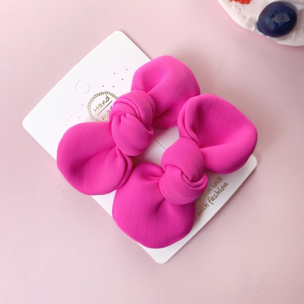 

2pcs Toddler Girls Bow Decor Hair Clip, Hot pink