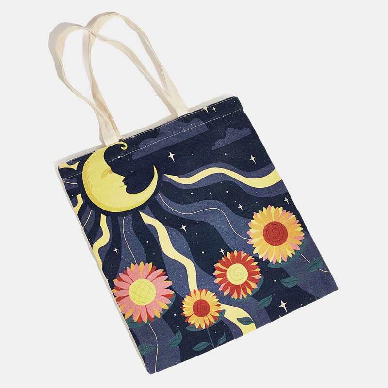 

ROMWE X Artless.cauliflower Floral Tote Bag, Multicolor