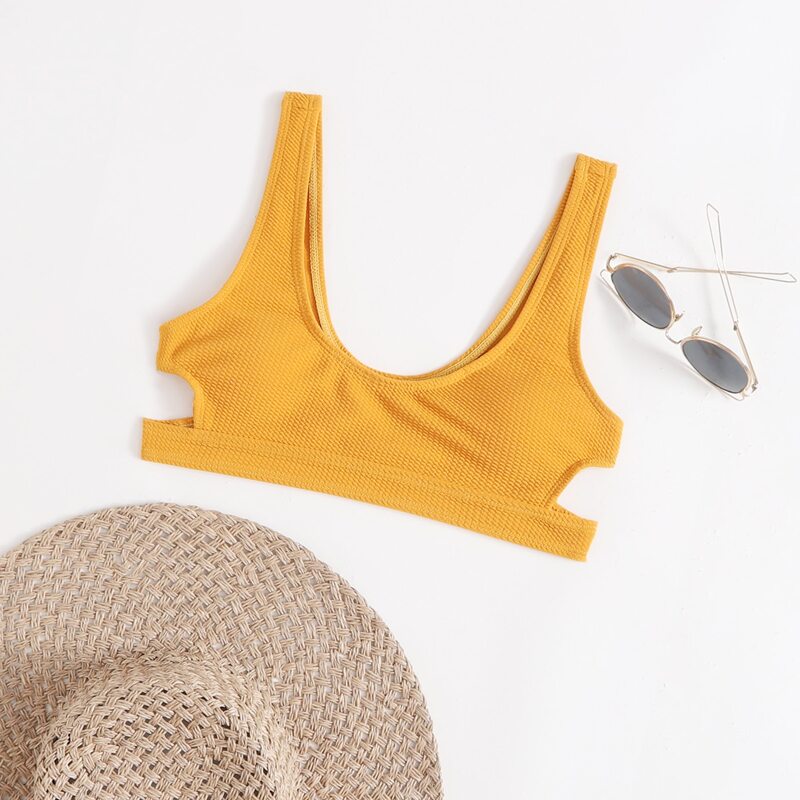 

Solid Cut Out Bikini Top, Yellow