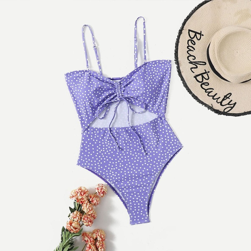 

Polka Dot One Piece Swimsuit, Purple