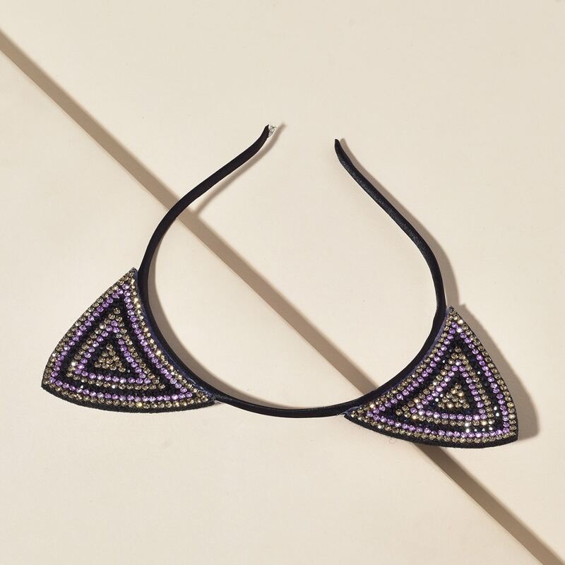 

1pc Rhinestone Cat Ear Headband, Multicolor
