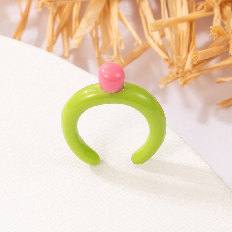 

1pc Colorblock Cuff Ring, Green