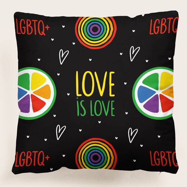 

LGBT Slogan Graphic Cushion Cover Without Filler, Multicolor