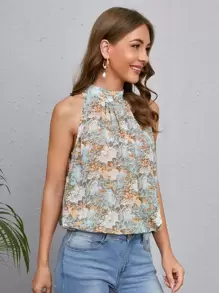 SHEIN Clasi 後鎖孔滿版花卉上衣 - 彩色 - 查看 4