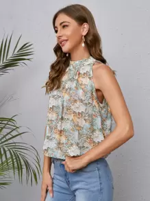 SHEIN Clasi 後鎖孔滿版花卉上衣 - 彩色 - 查看 5