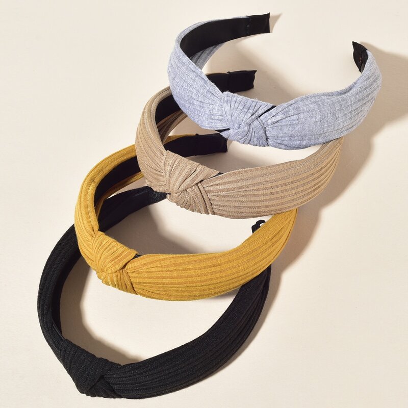 

4pcs Solid Knot Headband, Multicolor