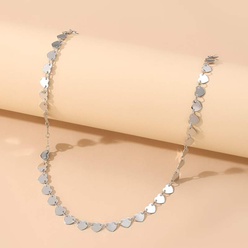 

Heart Tassel Choker, Silver